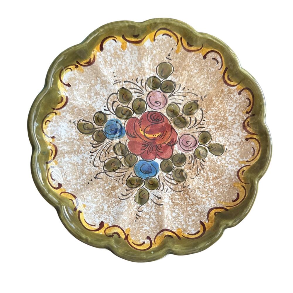 Vintage Deruta Italy Hand Painted Floral Dish Bowl